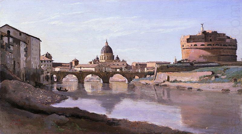 The Bridge and Castel Sant'Angelo with the Cuploa of St. Peter's, Jean-Baptiste-Camille Corot